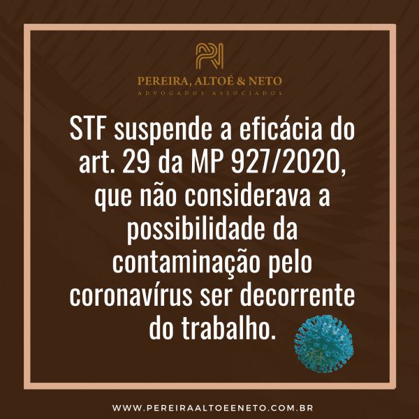 STF SUSPENDE A EFICÁCIA DO ARTIGO 29 DA MP 927/2020